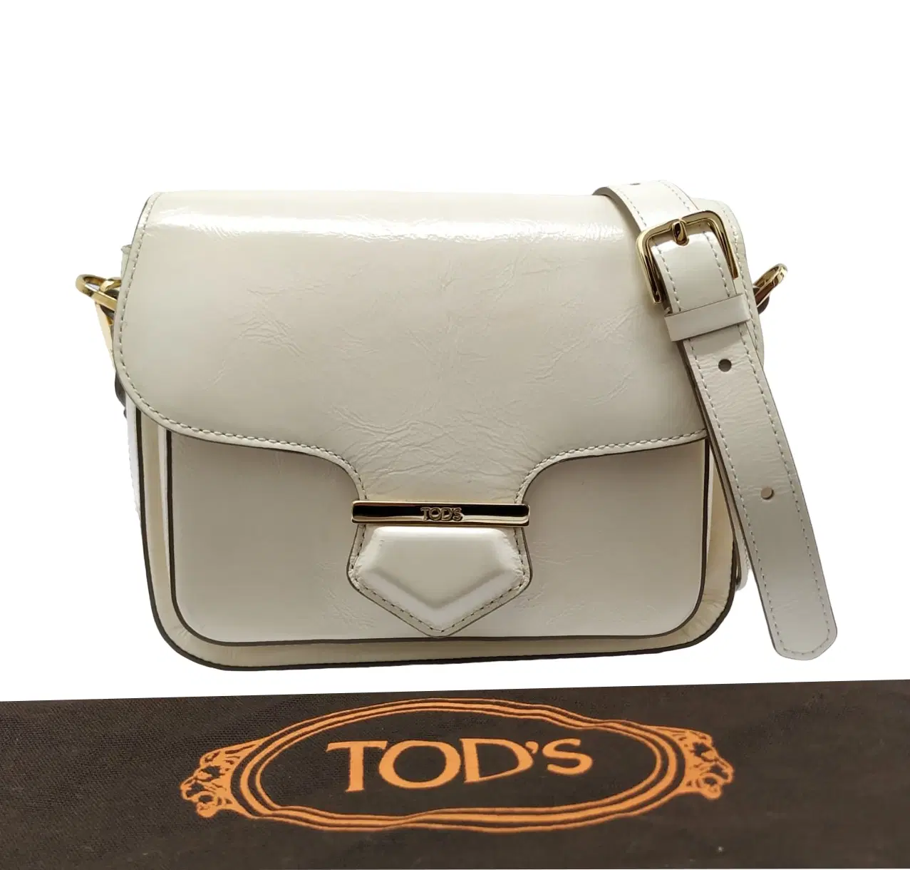 Tods White Leather Military Crossbody Bag