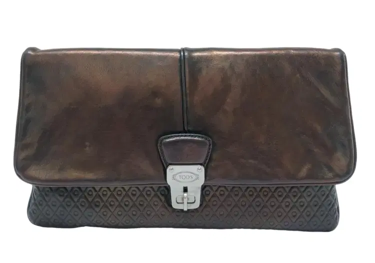 Tods Black Patent Leather Flap Clutch-Hover-Image