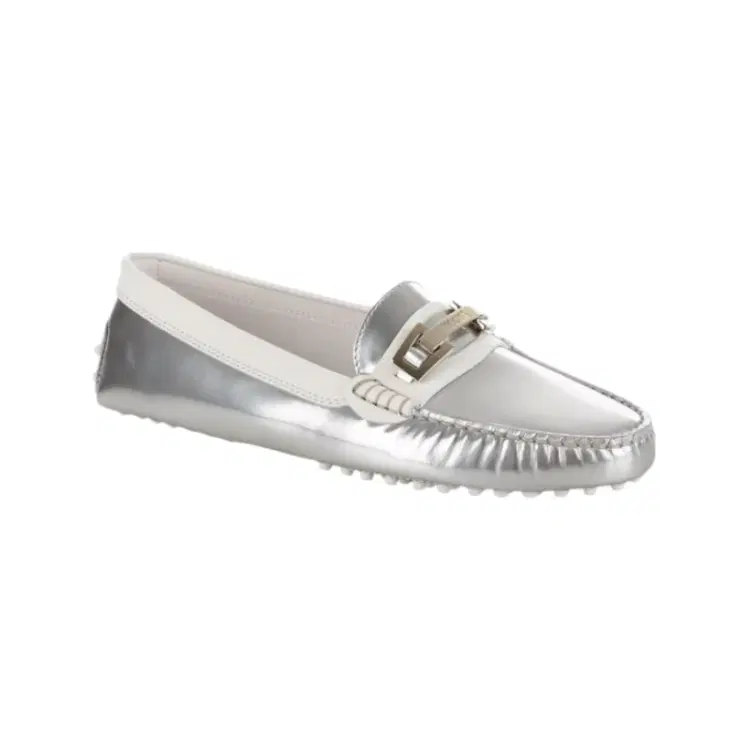 Tod's Women's Silver Gommini Buckle Metallic Driving Shoe-Hover-Image
