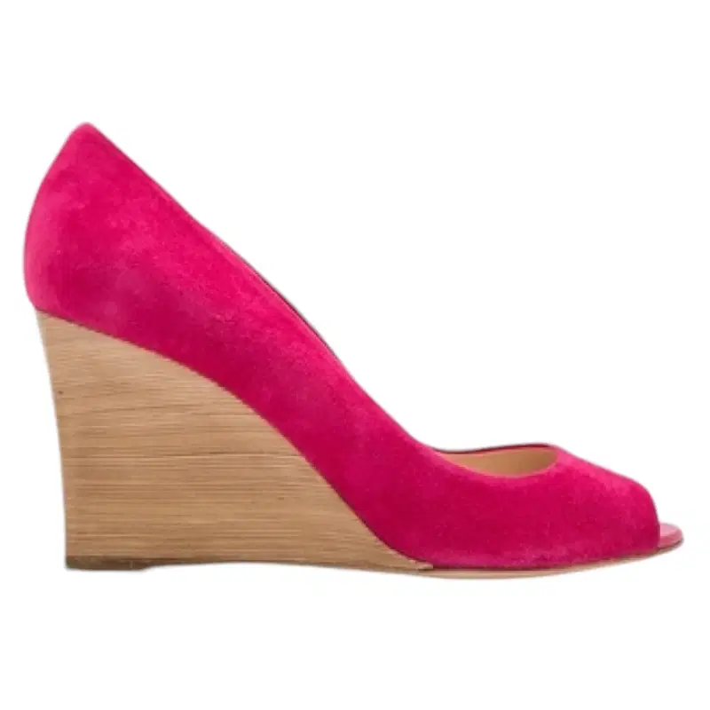 Tods Suede Leather Peep Toe Wedges