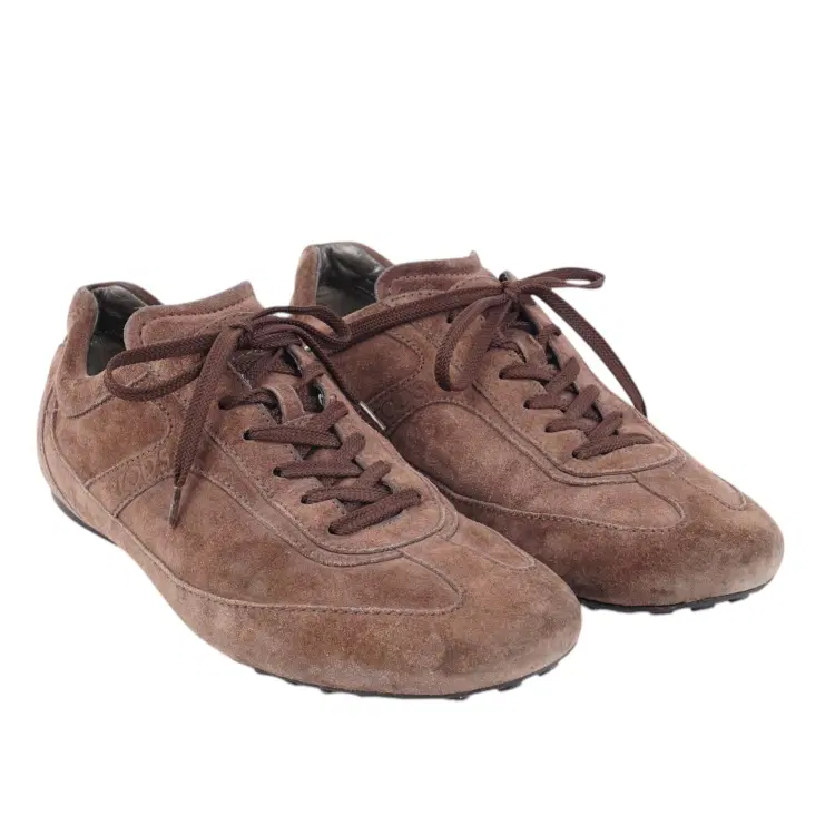 Size 7 - Tods Brown Suede Lace Up Sneakers-Hover-Image