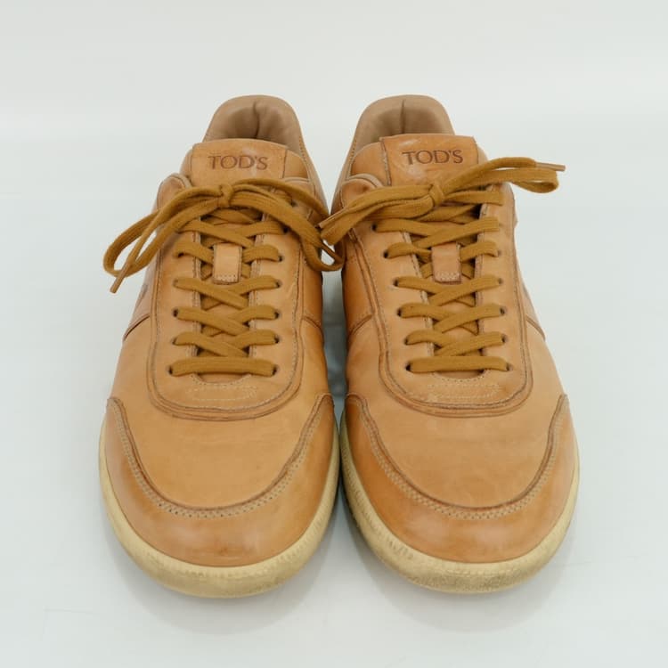 UK 8 - Tod's Low-Top Brown Leather Sneakers-Hover-Image