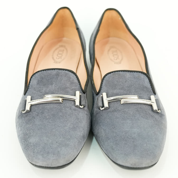 Size 38 - Tod's grey suede women's loafers-Hover-Image