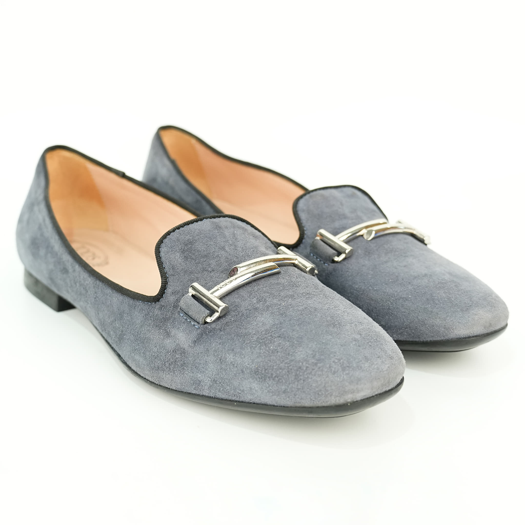 Size 38 - Tod's grey suede women's loafers