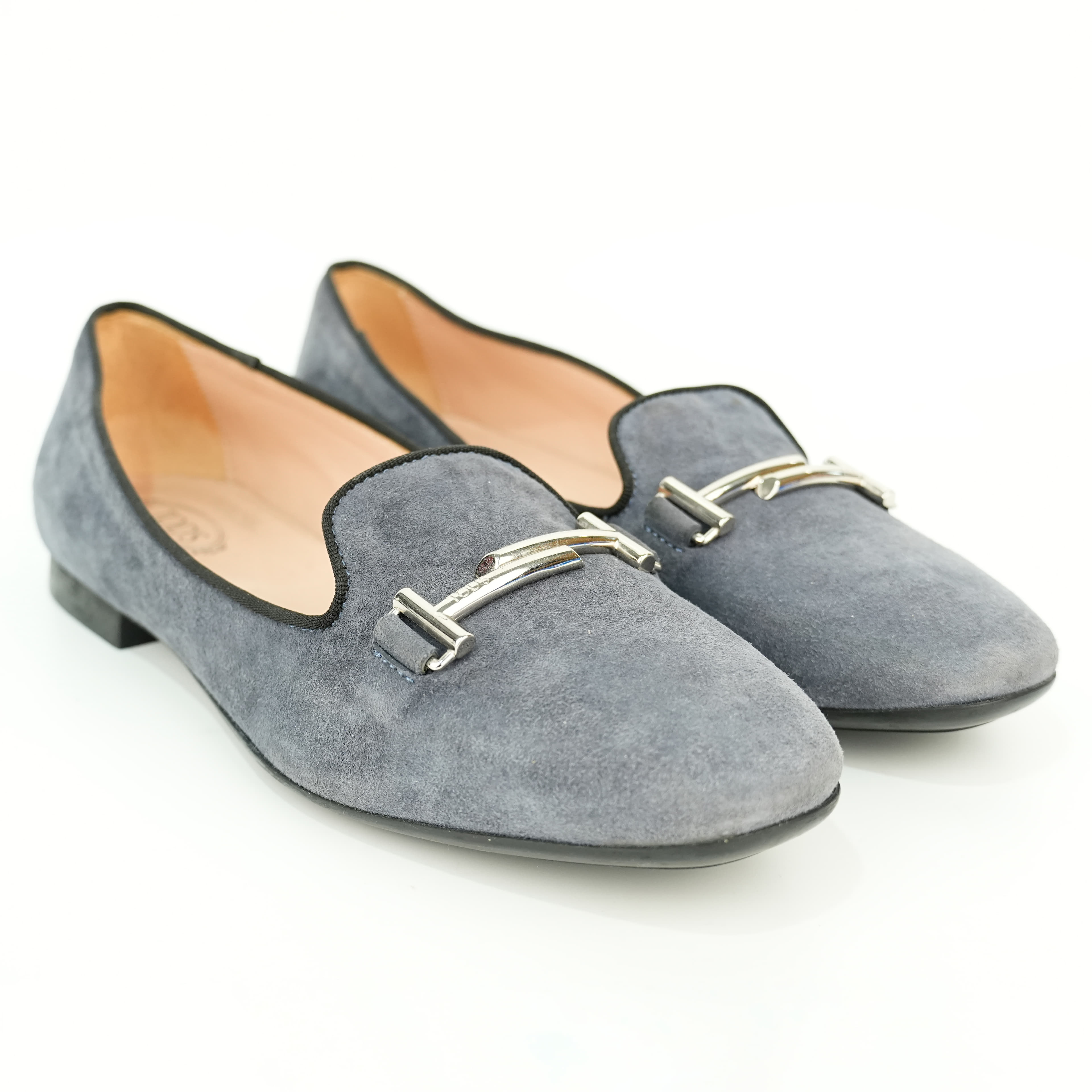 Size 38 - Tod's grey suede women's loafers