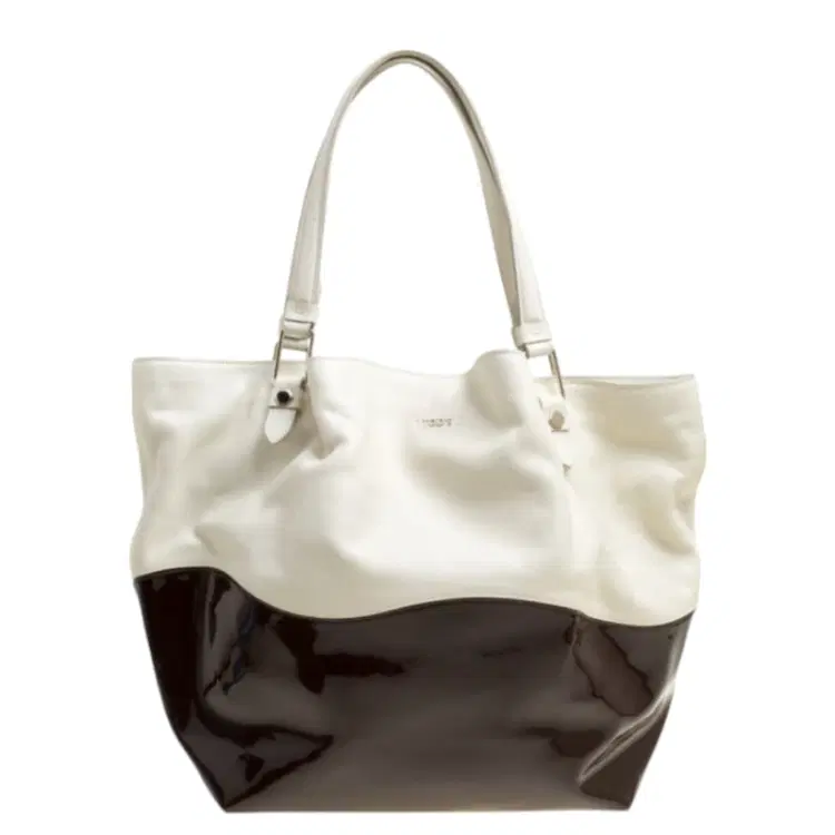 Tods Flower White and Brown Patent Leather Medium Tote-Hover-Image