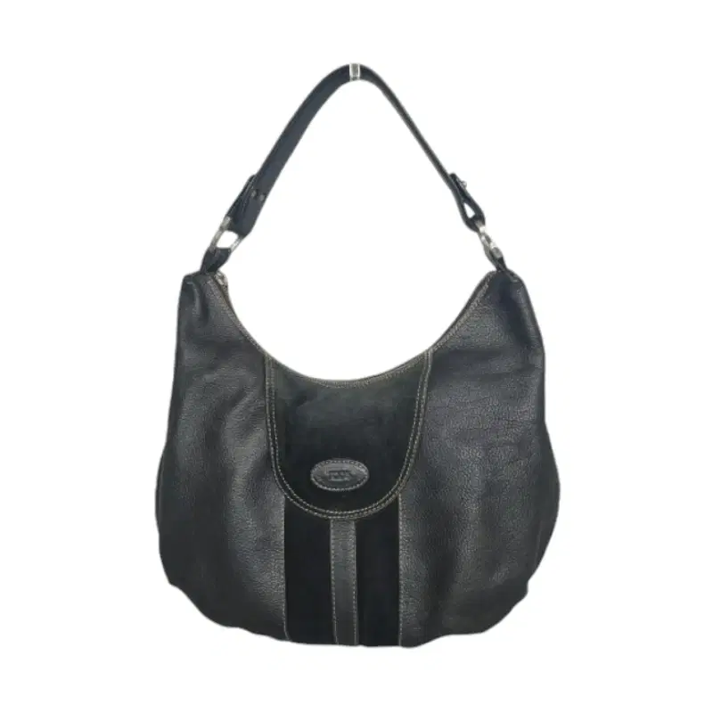 Tods Black Leather Suede Hobo Shoulder Bag
