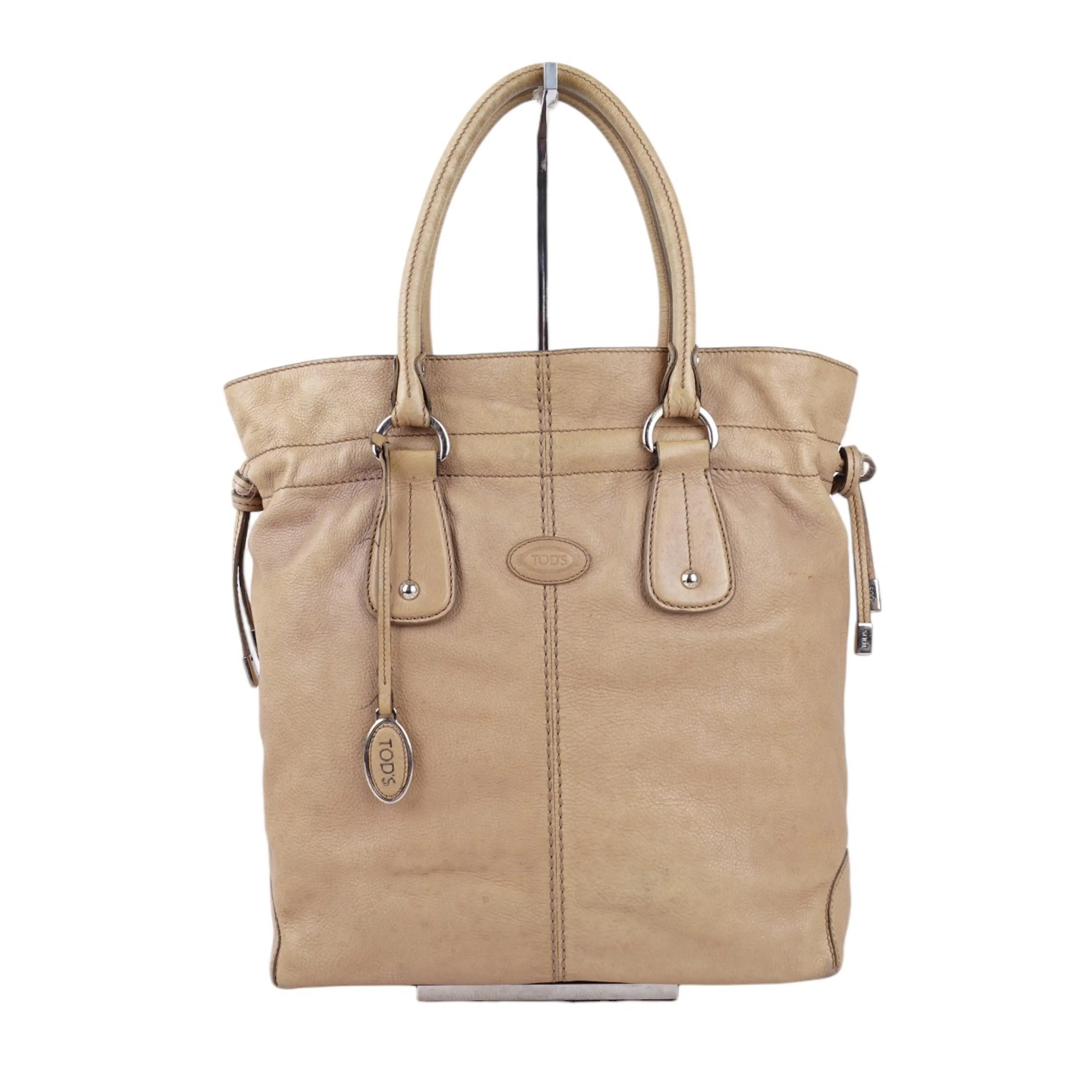 Tods Beige Leather Tote