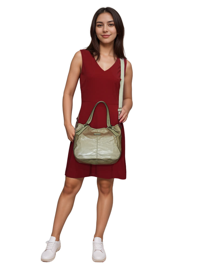 Tods Coated Canvas and Crackled Patent Leather Hobo Bag-Hover-Image