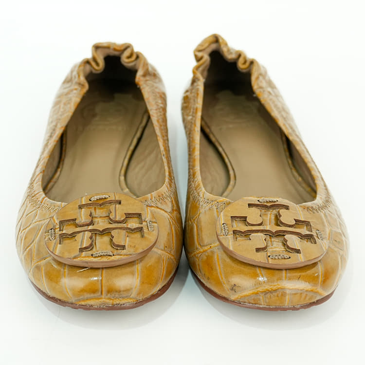 Size 5.5M - Tory Burch croc-embossed leather ballet flats-Hover-Image