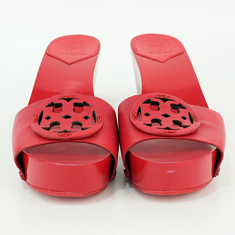 Size 5.5M - Tory Burch Red Miller Studded Lug Sole Wedge Sandal-Hover-Image