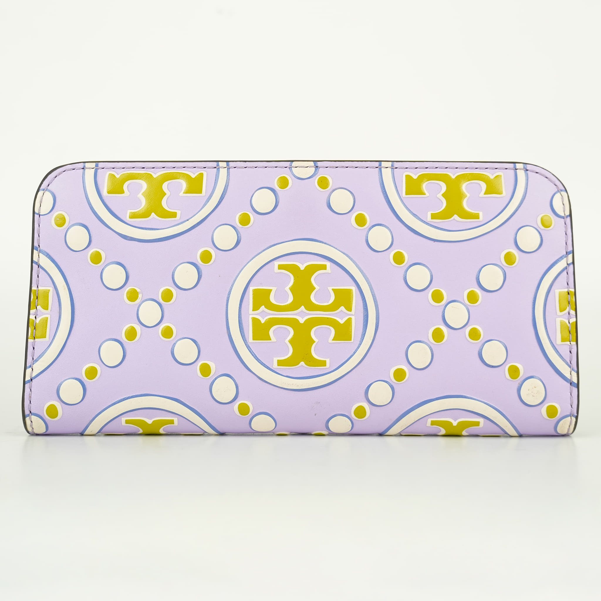 Tory Burch T-Monogram Contrast Embossed Zip Slim Wallet