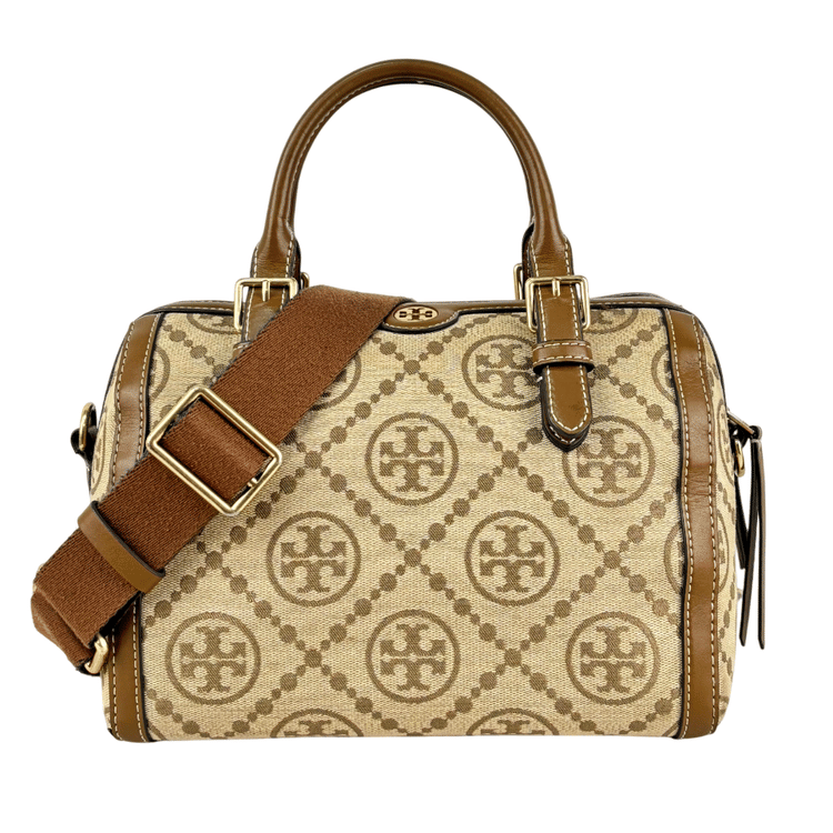 Tory Burch T Monogram Barrel Bag Leather Canvas-Hover-Image