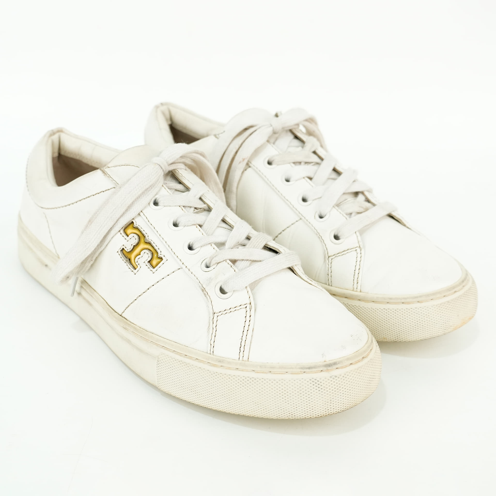 Size 8.5M - Tory Burch White Leather Chace Low Top Sneakers