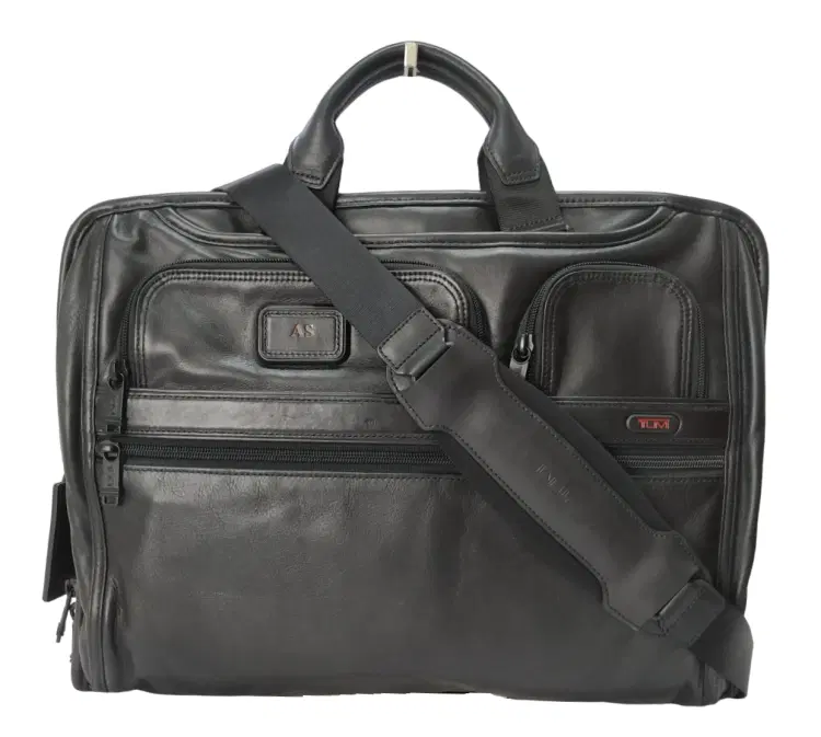 Tumi Alpha2 Compact Black Leather Laptop Briefcase-Hover-Image