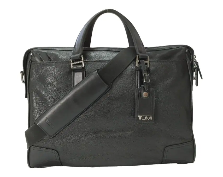 Tumi Black Leather Messenger Bag