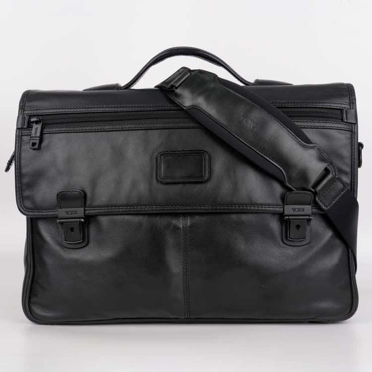 Tumi Alpha Slim Flap Leather Brief Bag-Hover-Image