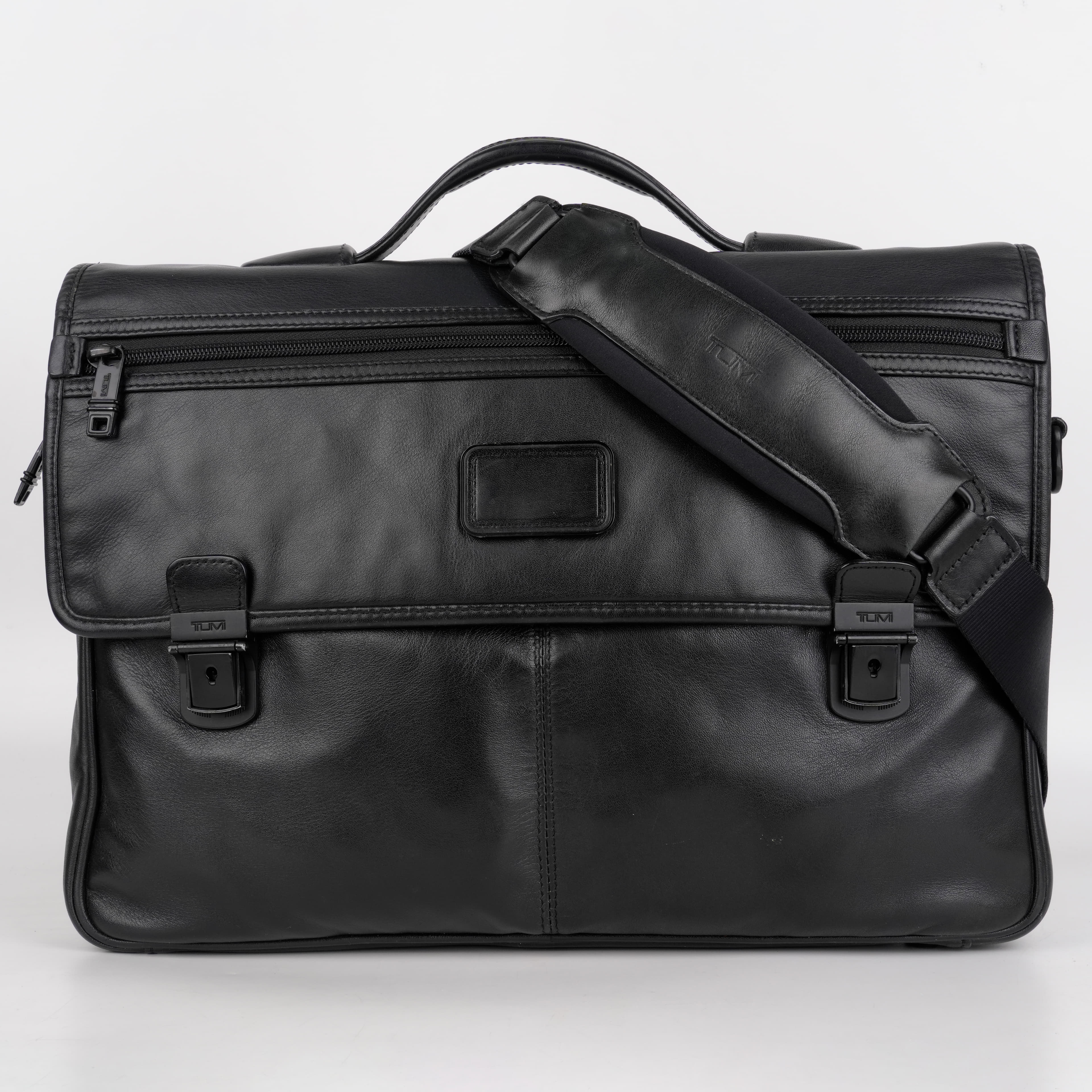 Tumi Alpha Slim Flap Leather Brief Bag