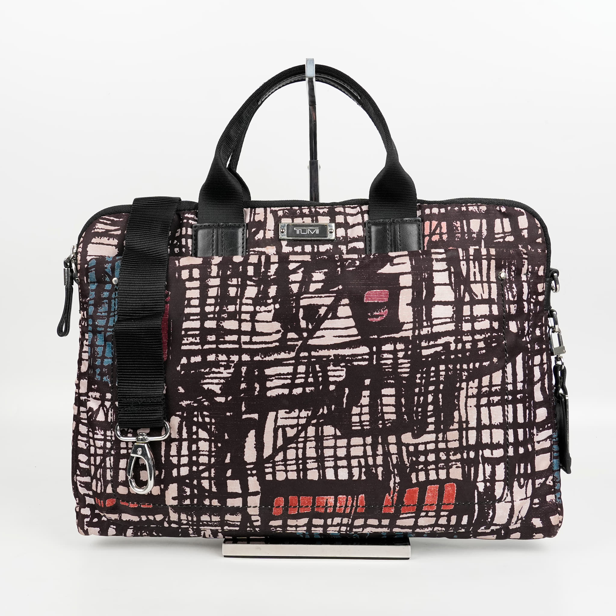 Tumi Modern Patterned Fabric Tote with Black Leather