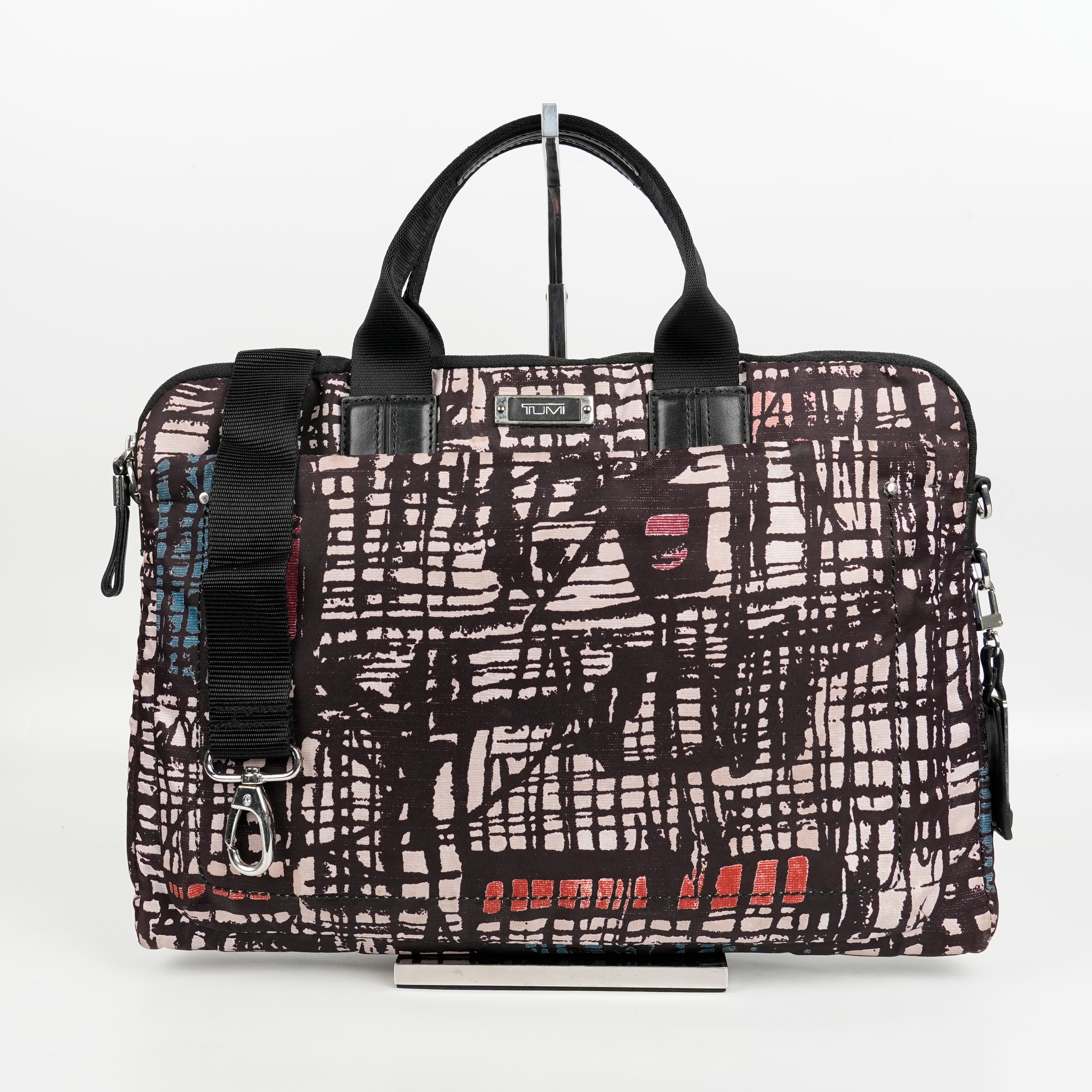 Tumi Modern Patterned Fabric Tote with Black Leather