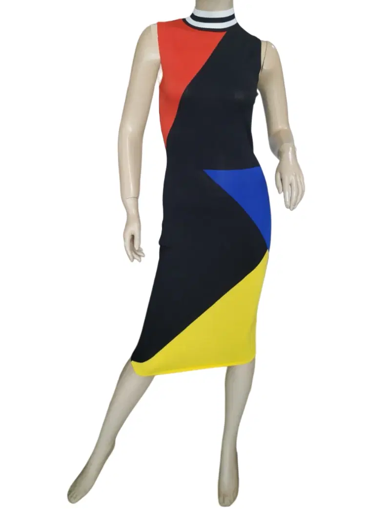 River Island Colour Block Bodycon Sleeveless Dress-Hover-Image