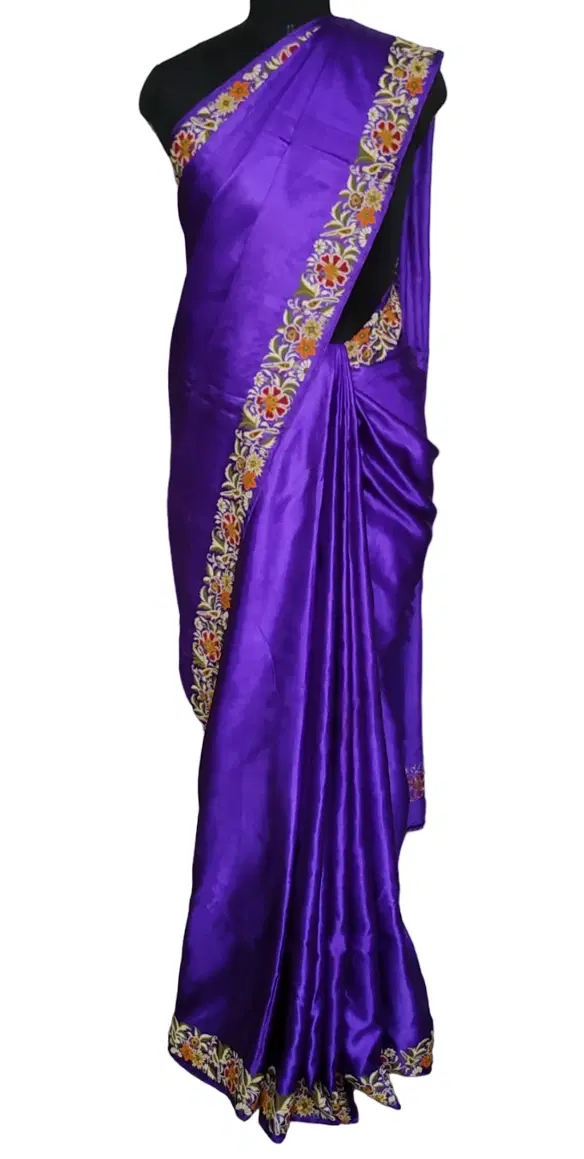 Unbranded Purple Saree Without Blouse-Hover-Image