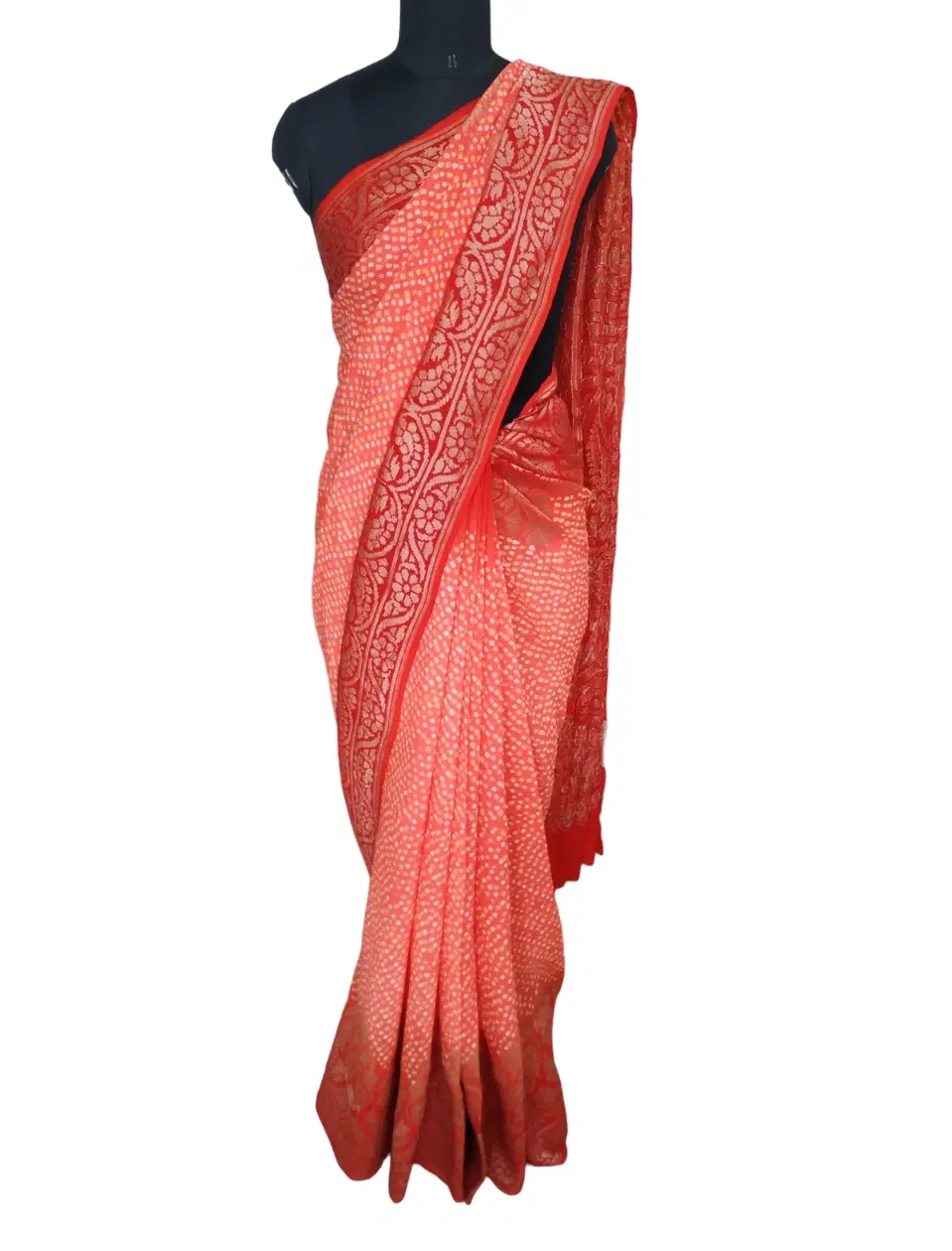 Unbranded White Dot Red Saree