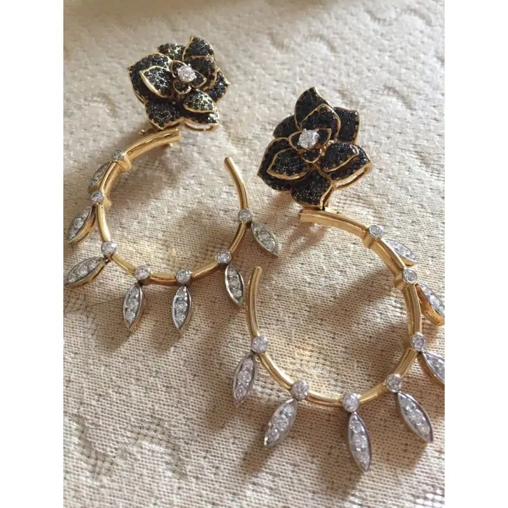 Black Diamond Gold Earrings