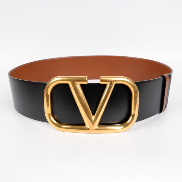 Valentino Reversible Vlogo Signature Belt In Glossy Calfskin ,Size 90CM-Hover-Image