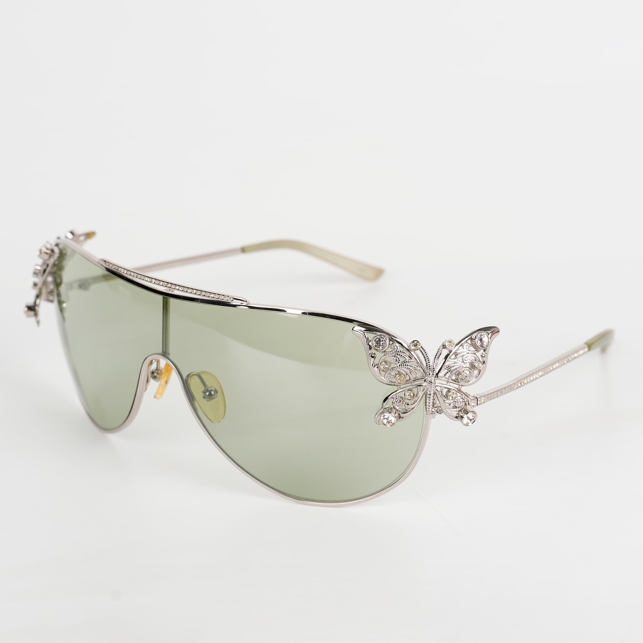 Valentino Studded Aviator Green Frame Sunglasses