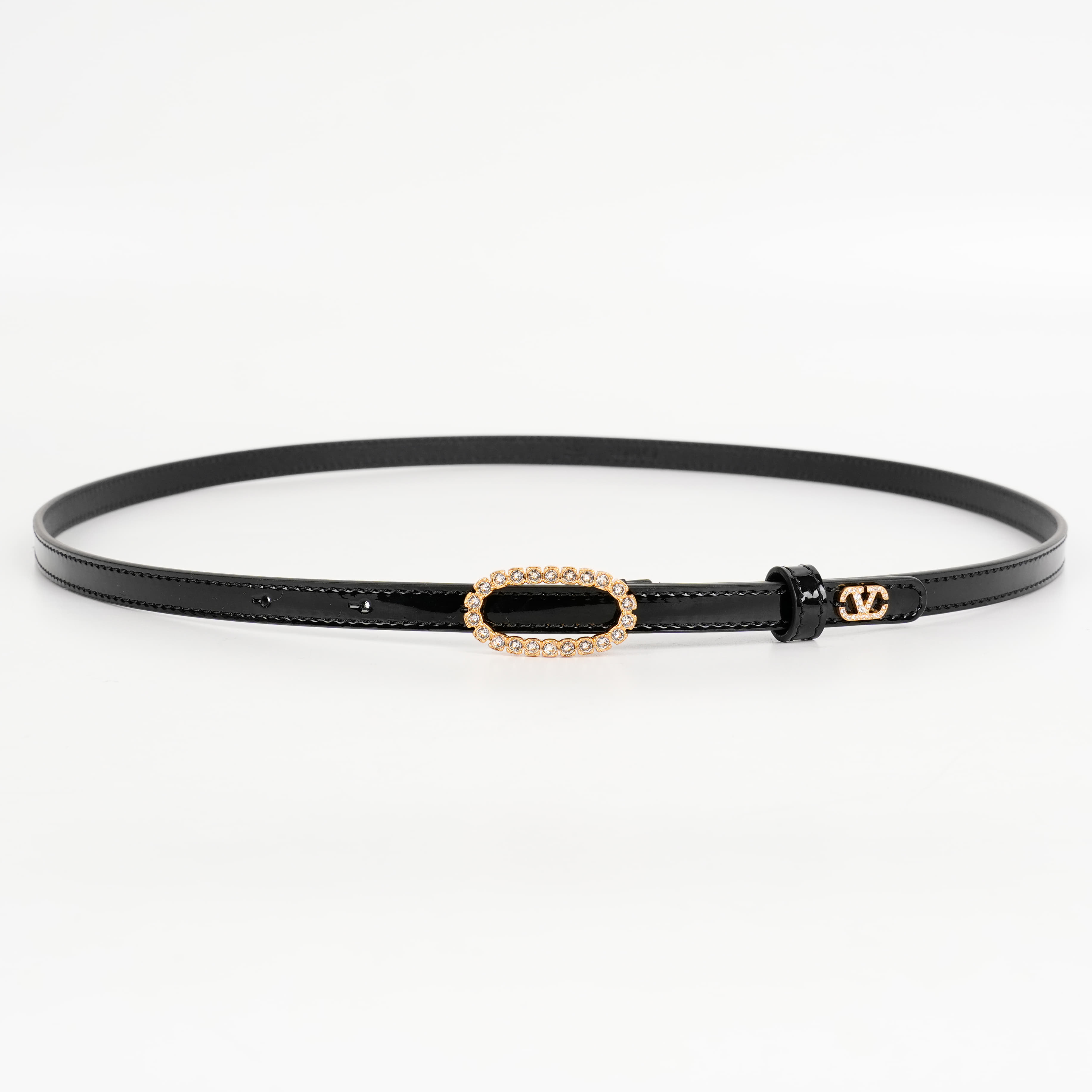 Valentino VLogo Embellished Leather Belt In Black