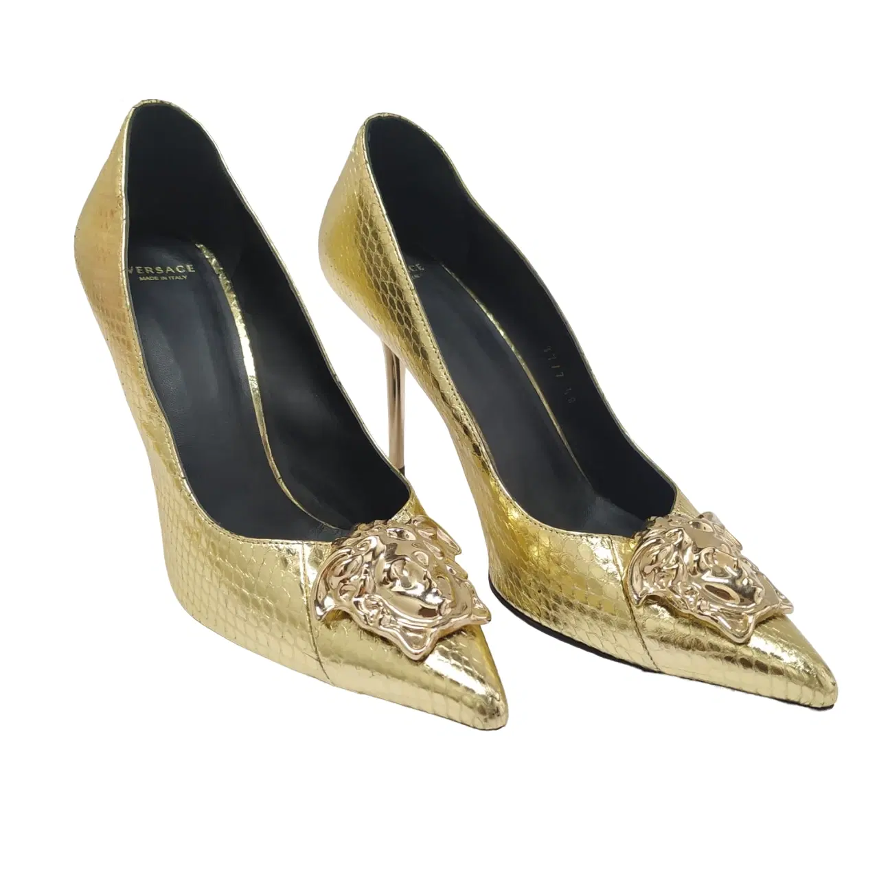 Size 40 - Versace Medusa Gold Python Platform Pumps