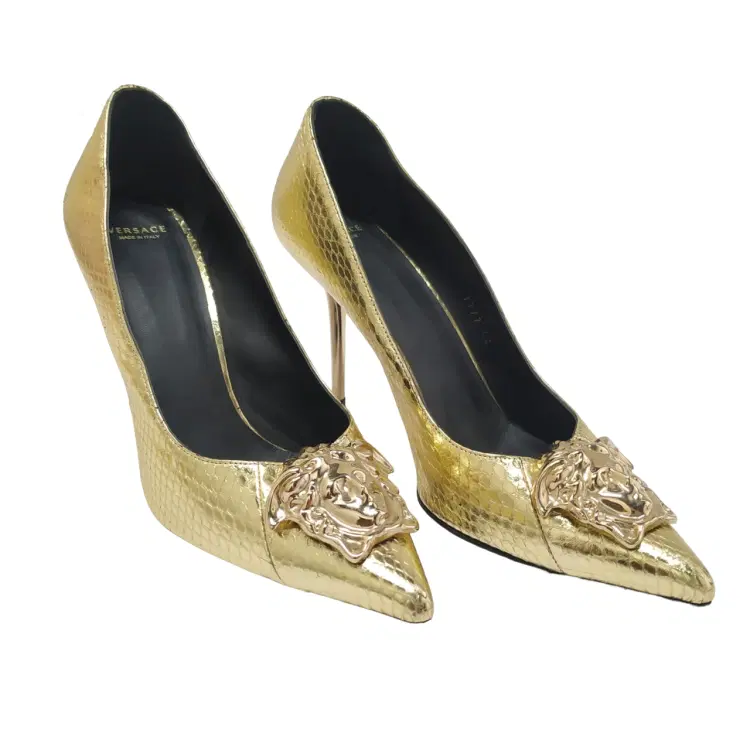 Size 40 - Versace Medusa Gold Python Platform Pumps-Hover-Image