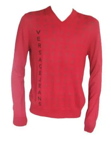 Versace Jeans Red Logo Print Cotton Sweater-Hover-Image