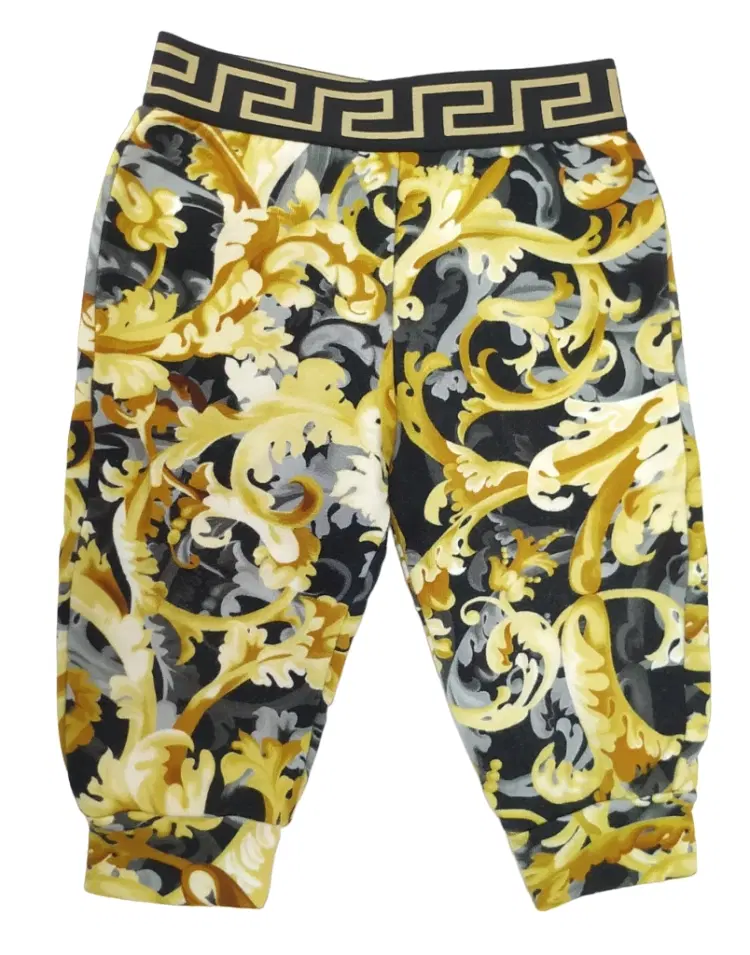 Versace Kids Baroque Print Stretch Cotton Leggings-Hover-Image