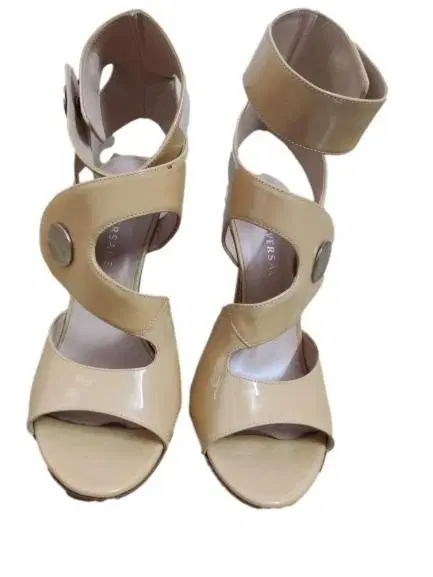 Versace Leather Peep Toe Cutout Ankle Strap Sandals-Hover-Image