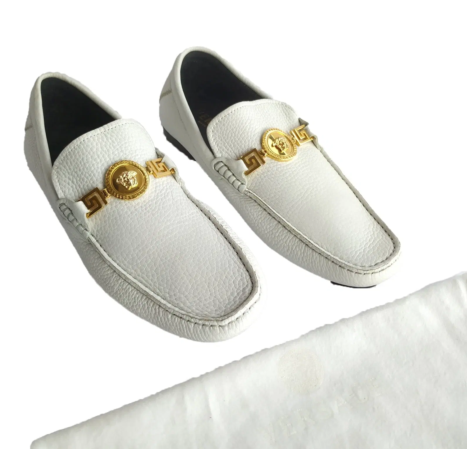 Size 40 - Versace White Leather Loafers