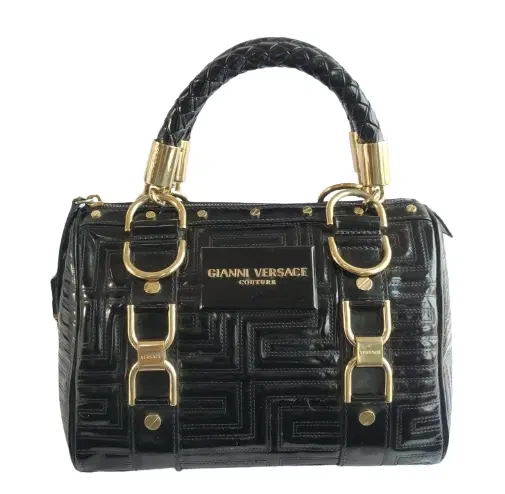 Gianni Versace Couture Leather Greca Quilt Doctor Handbag