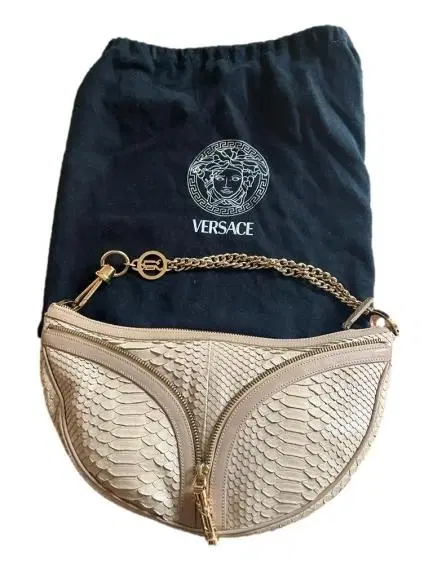 Versace Croc Embossed Small Shoulder Bag