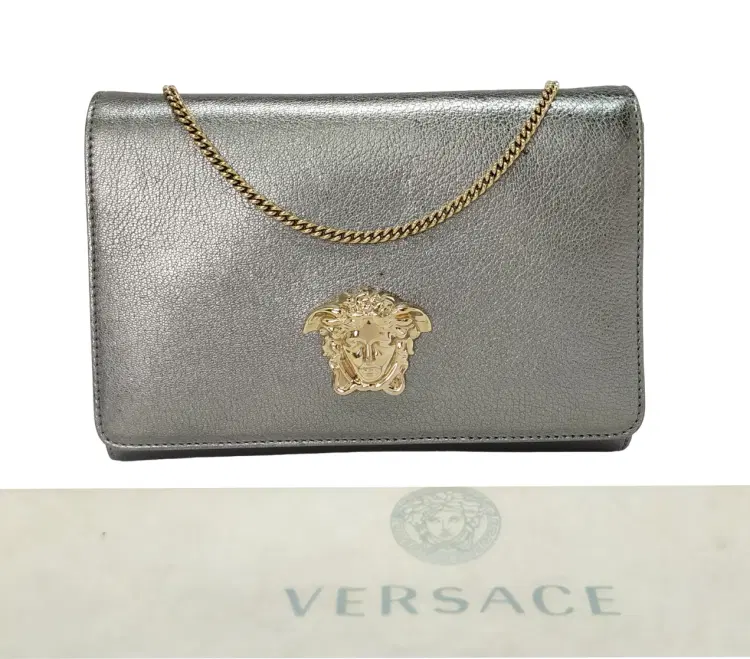 Versace Medusa Metallic Silver Palazzo Shoulder Bag-Hover-Image