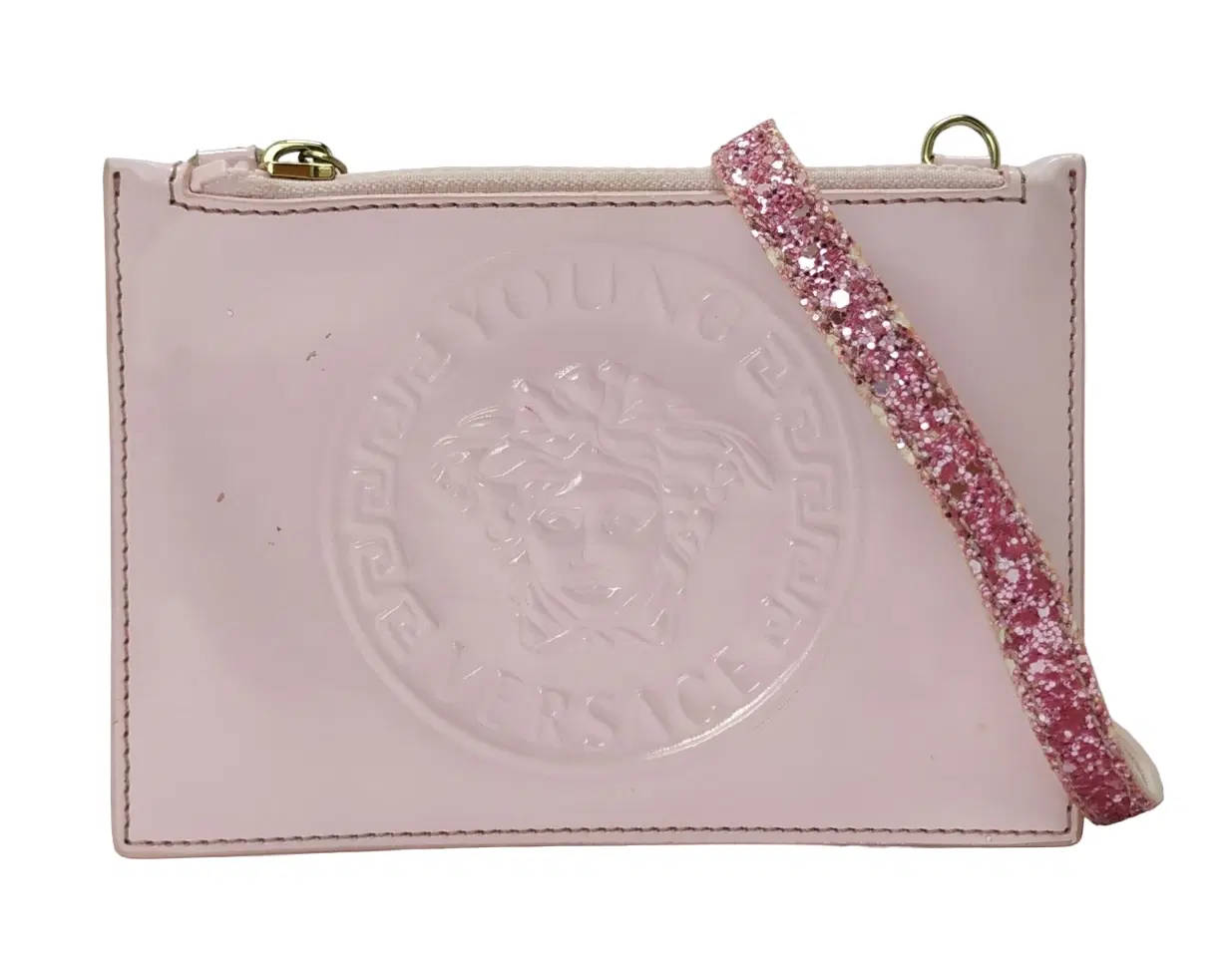 Versace Young Girls Logo Pink with Glitter Strap Bag