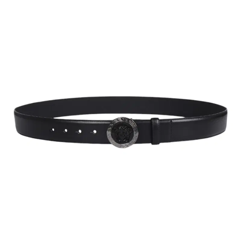 Versace Round Medusa Leather Belt for Men