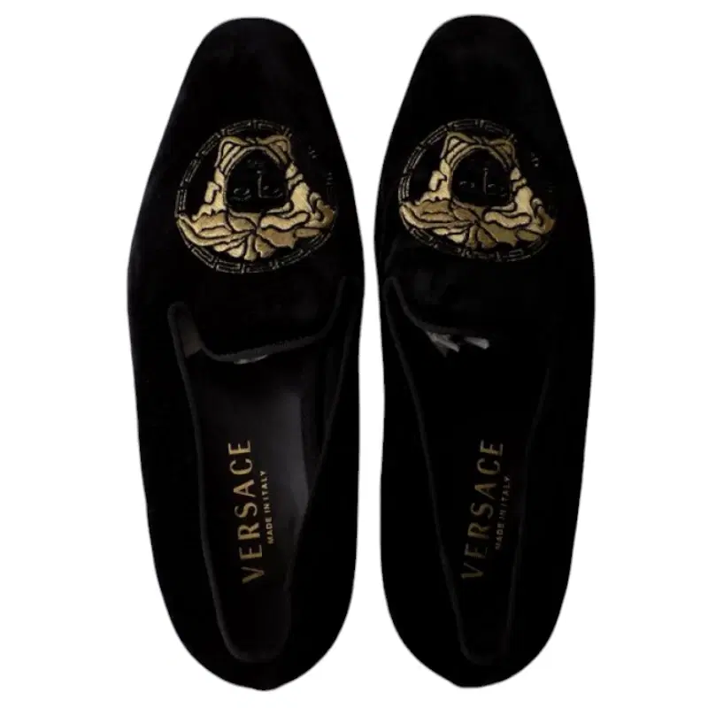 Versace Medusa Embroidered Velvet Slipper Upscale Hype Loafer Men Drive Shoes
