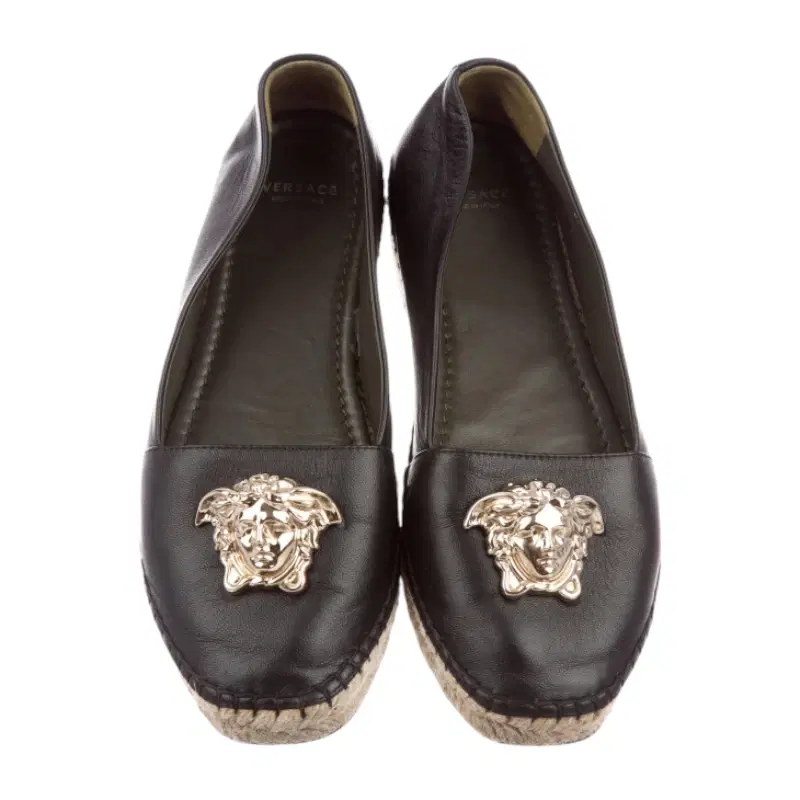 Versace Black Leather Medusa Espadrilles