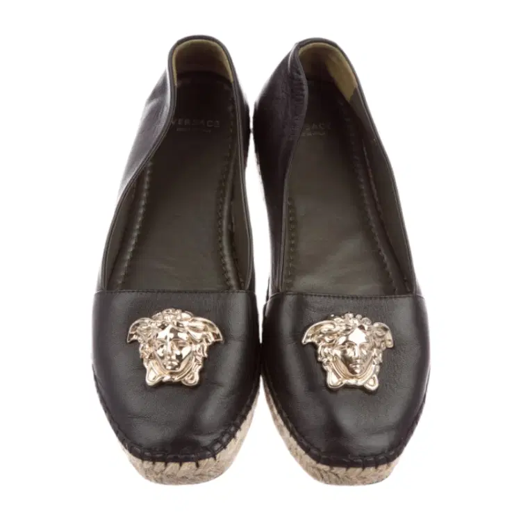 Versace Black Leather Medusa Espadrilles-Hover-Image