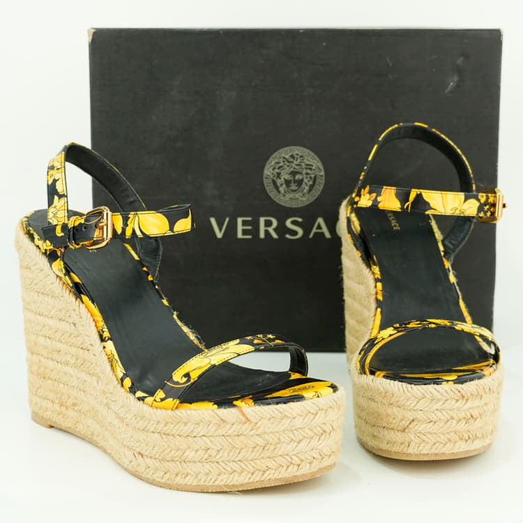Size 39 - Versace Baroque Print Espadrille Wedges-Hover-Image
