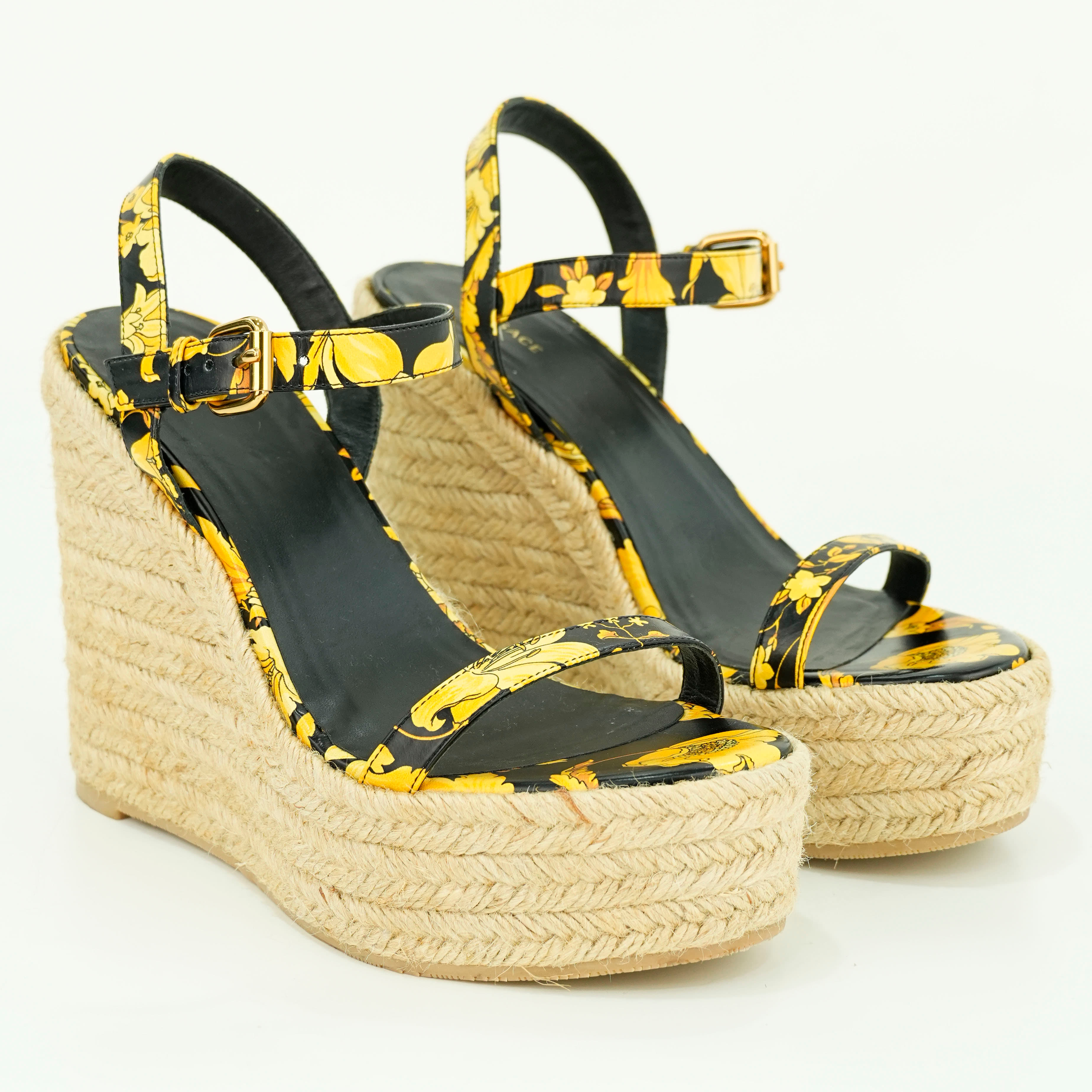 Size 39 - Versace Baroque Print Espadrille Wedges