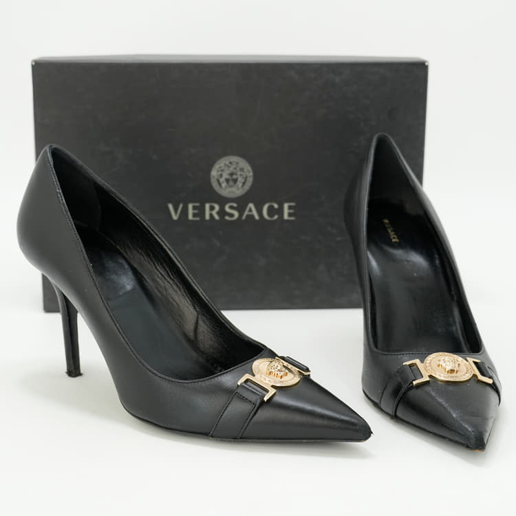 Size 37 - Versace Black Icon Heels-Hover-Image