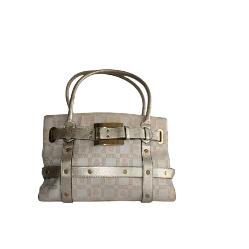 Versace White and Gold Top Handle Bag