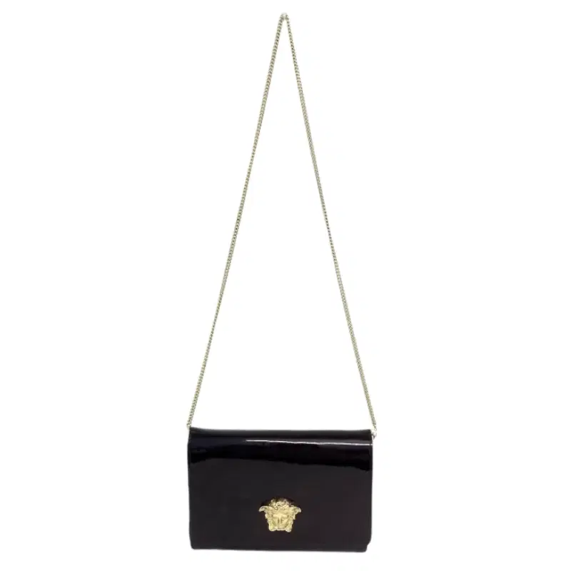 Versace Patent Palazzo Medusa Chain Evening Bag